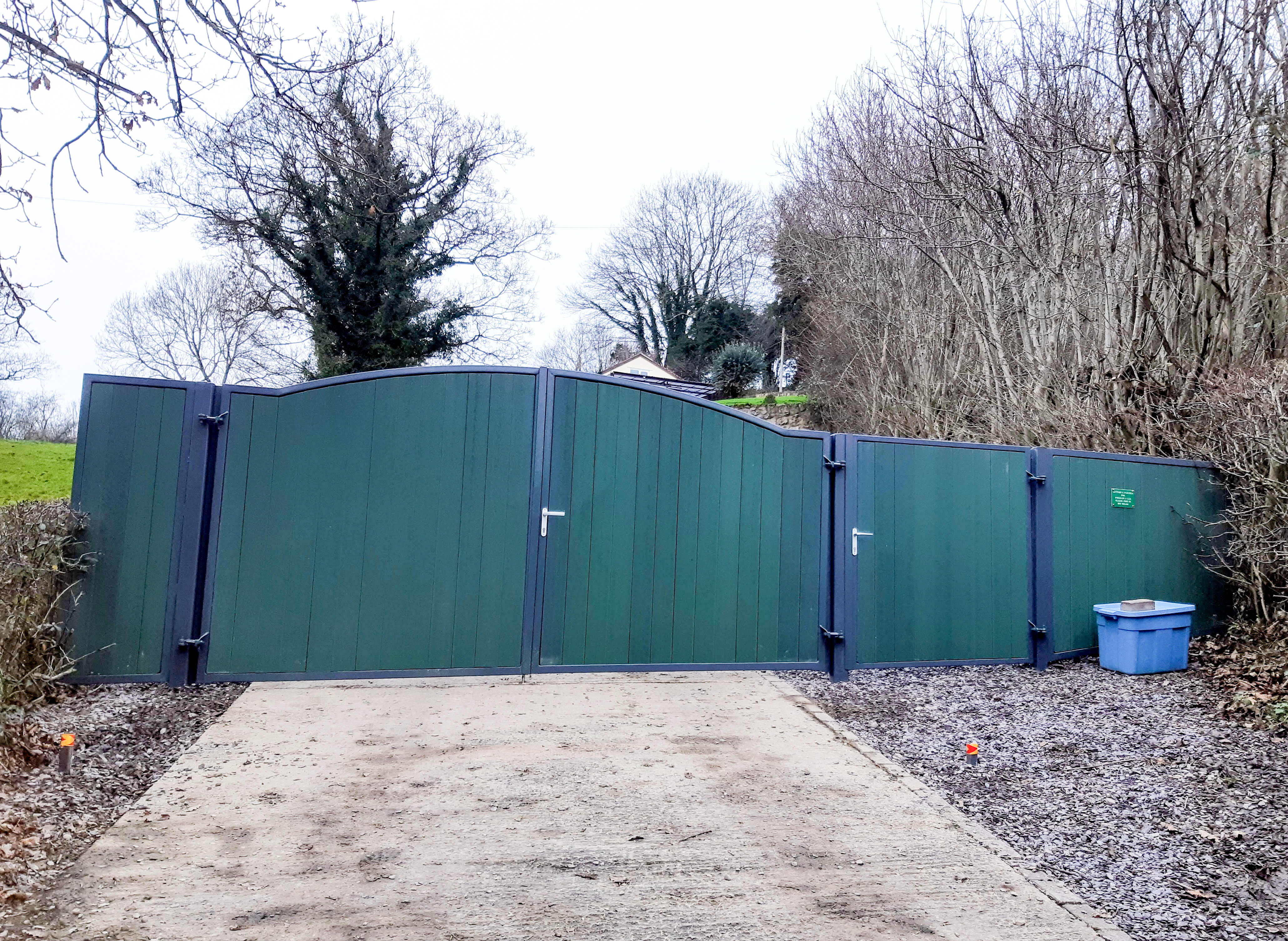 Bespoke gates for a rural property with a wider opening